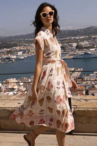 Image of Belted Shirt Dress- Taormina Cream