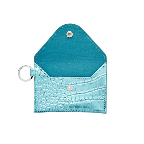 Image of O-ring Mini Envelope Wallet Blue Crocodile