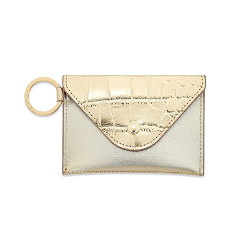 Image of O-ring Mini Envelope Wallet Gold Crocodile