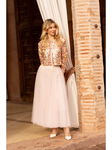 Image of Multicolored Floral Pattern Sequin Jacket