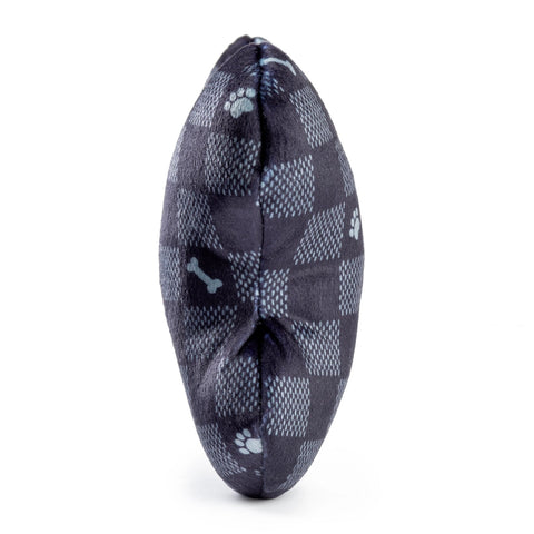 Image of Black Checker Chewy Vuiton Bone Squeaker Dog Toy