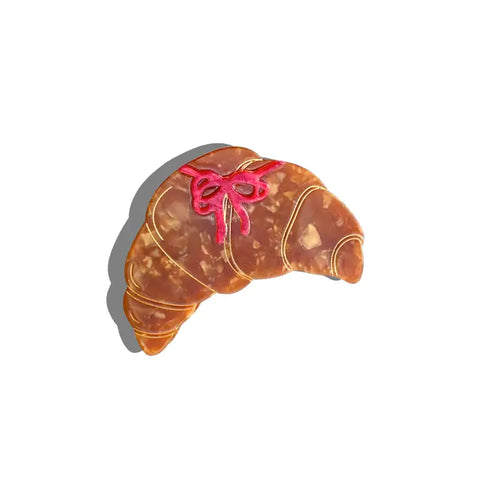 Image of Hand-Painted Bow Croissant Claw Hair Clip | Eco-Friendly