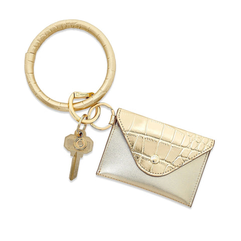Image of O-ring Mini Envelope Wallet Gold Crocodile