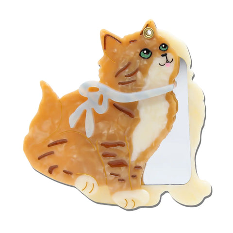 Image of Hand-Painted Vintage Kitten Compact Mirror | Eco-Friendly