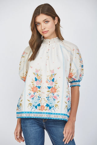 Image of Floral High Neck Blouse