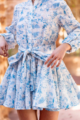 Image of Sonia Skater Dress with Embroidered Floral Print