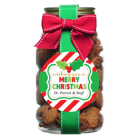 Image of Personalized Christmas Cookies- Merry Christmas Stripes