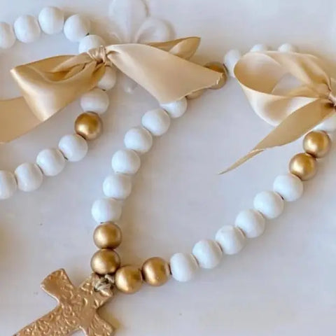 Image of Gold Gilded Cross  Blessing Beads