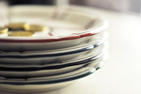 Image of 3f, Blue/Silver Porcelain Absinthe Coaster/Saucer