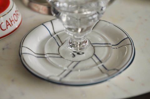 Image of 3f, Blue/Silver Porcelain Absinthe Coaster/Saucer