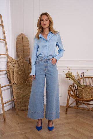 Image of Satin Top - Light Blue