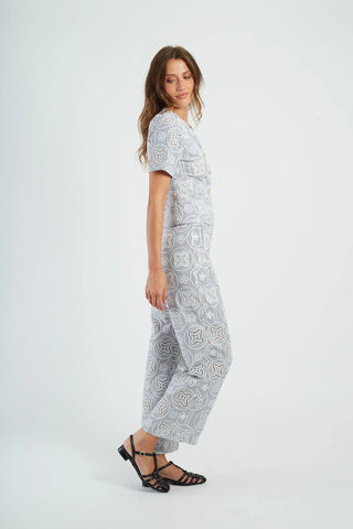 Image of BERTHEA straight-leg trousers with eyelet embroidery