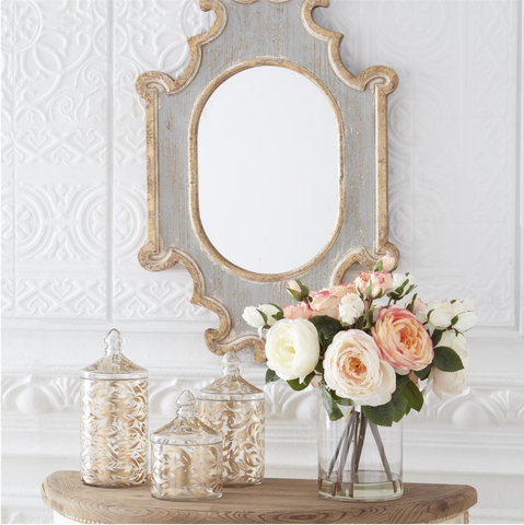 Image of 11.25" Gold Leaf Glass Container