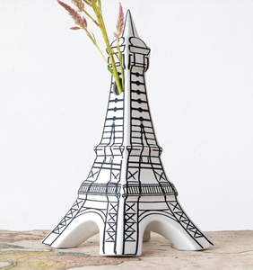 Hand-Painted Bisque Eiffel Tower Vase