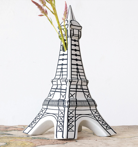 Image of Hand-Painted Bisque Eiffel Tower Vase