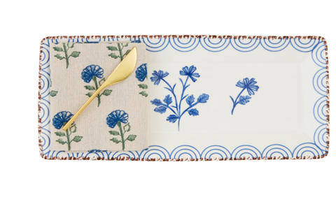 Image of BLUE FLORAL HOSTESS SET
