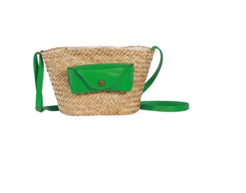 Image of SALE SMALL TRENDY BASKET WITH COLORFUL GLASSES HOLDER - LUNETTA GREEN