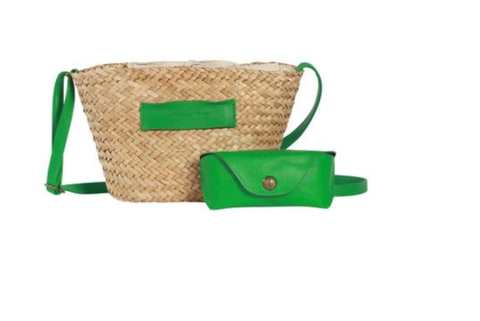 Image of SALE SMALL TRENDY BASKET WITH COLORFUL GLASSES HOLDER - LUNETTA GREEN