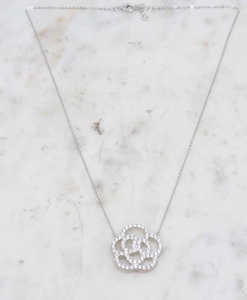 White Gold Camellia Necklace-Small