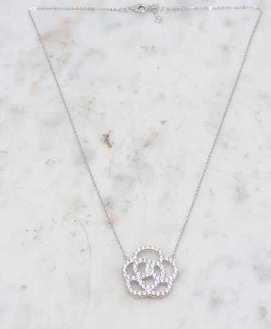 Image of White Gold Camellia Necklace Large