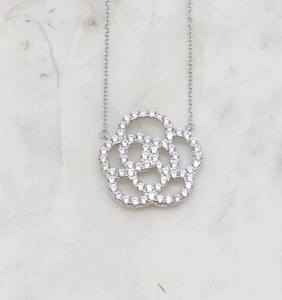 White Gold Camellia Necklace Large