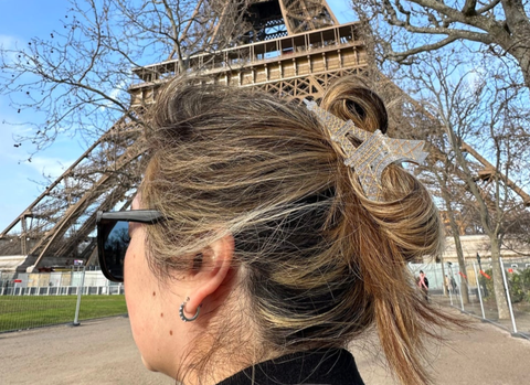 Image of Hand-painted Eiffel Tower Paris Claw Hair Clip | Eco-Friendl | Silver -