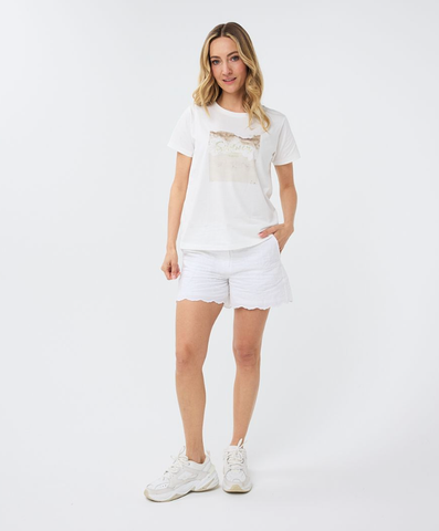 Chicken Embroidery Shorts- White