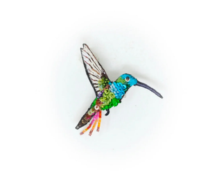 Emerald Chin Hummingbird Brooch Pin
