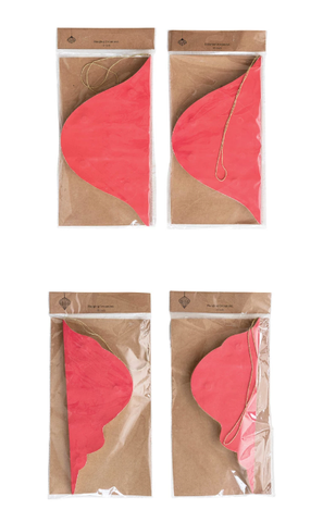 Image of Paper Folding Honeycomb Ornament w/ Gold Glitter Edge, Cream Color & Red SALE