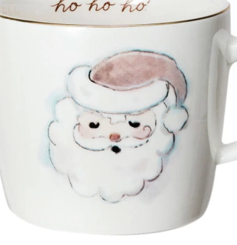 Image of 12 oz. Stoneware Mug w/ Holiday Image, Saying & Gold Electroplating, 4 Styles