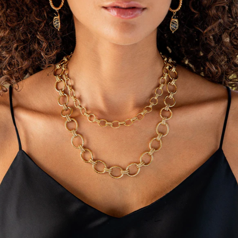 Image of Cleopatra Large Link Necklace, 16"+2'' - Gold