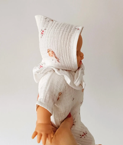 Image of Muslin Cream Romper with Birds