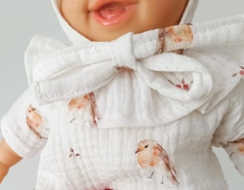 Image of Muslin Cream Romper with Birds