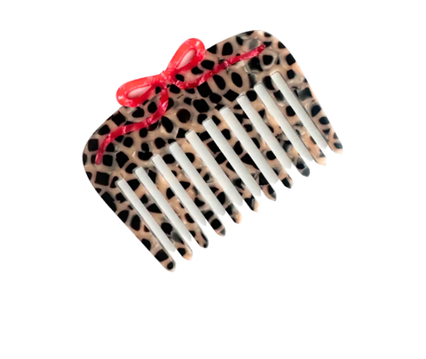 Image of Hand-painted Leopard Bow Pocket Hair Comb | Eco-Friendly