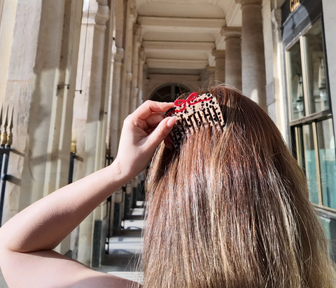 Image of Hand-painted Leopard Bow Pocket Hair Comb | Eco-Friendly