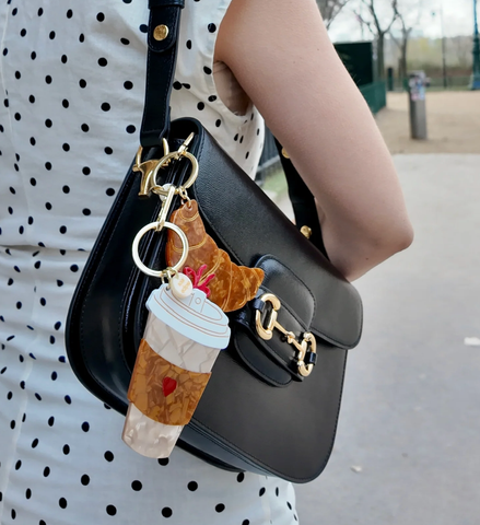 Image of Hand-painted Coffee Cup Bag Charm + Keychain | Eco-Friendly