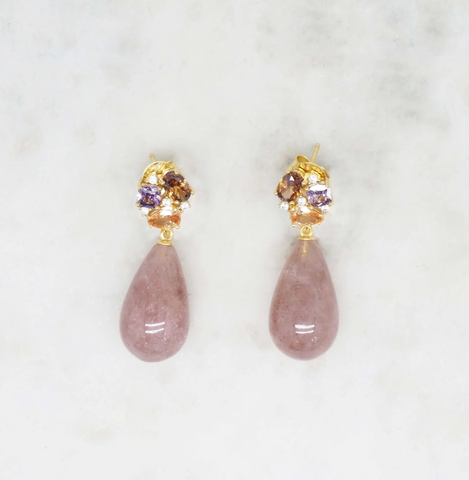 Image of Strawberry Quartz Grassland Earrings