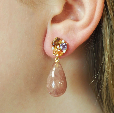 Image of Strawberry Quartz Grassland Earrings
