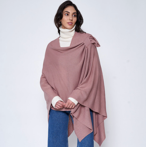 Image of Solid Ruana with Shoulder Strap- Pink