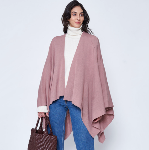 Image of Solid Ruana with Shoulder Strap- Pink