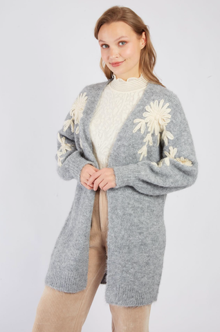 Image of BADMINTON GREY KNIT CARDIGAN