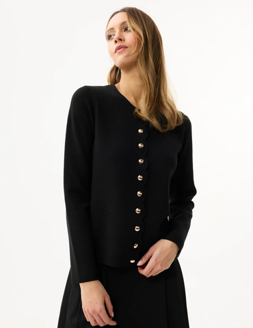 Image of Sweater With Scalloped Details- Black
