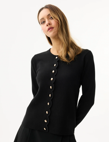 Image of Sweater With Scalloped Details- Black
