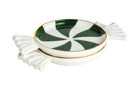 Image of Green Candy Tidbit Plate Set of 2