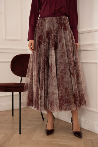 Image of Amber Tulle Skirt - Burgundy