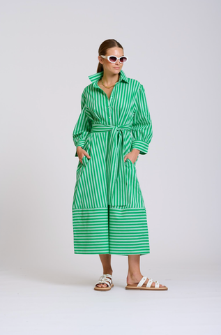 Image of The Martha Dress- Double Green Stripe
