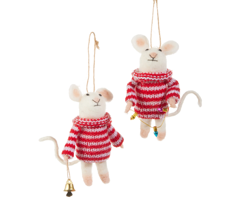 Image of 4.75" Dressed Mouse Ornament