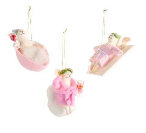 Image of 5.5" Spa Day Mice Ornaments