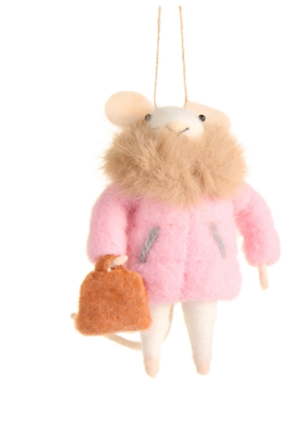 Image of 6" Fur Coat Mice Ornament