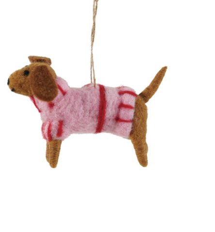 Image of Wool Felt Dachshund in Sweater Ornament, 3 Styles